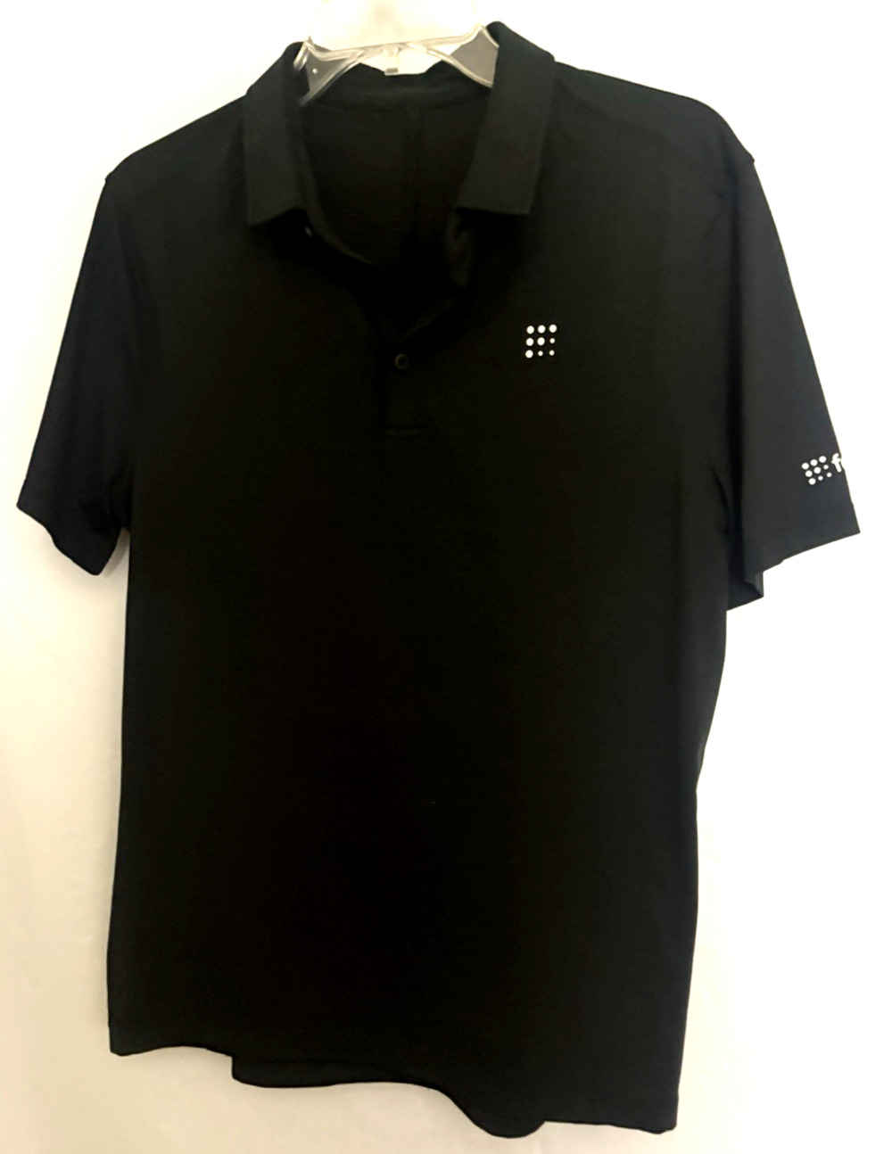 Lululemon Polo Shirt Black Men's Size M Medium Performance Fabric Logo Short SL